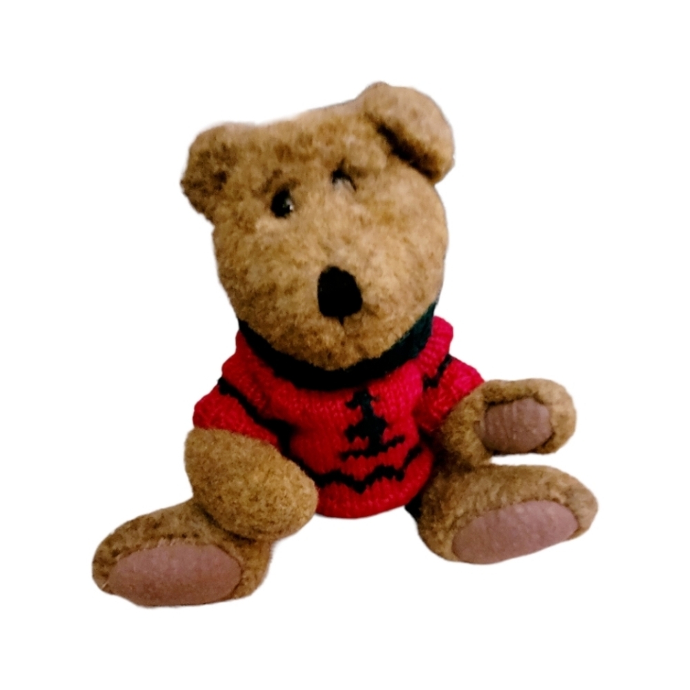Boyds Bears 11" Vintage 1985-1995 Bean Bag Floppy Bear w/Christmas Sweater